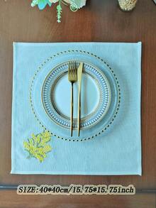 Cirelle Embroidered Mimosa Napkins, Yellow Floral Botanical Table Decor, Hand-Embroidered Washable Cloth Napkin For Spring Dining, Wedding & Tea Party - Multicolor - View 4