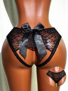 SpicyHot Sexy Lace Butterfly Accent Backless Panties Bridal Lingerie For Going Out - Black - View 1