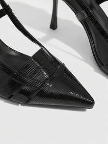 CUCCOO SZL Women's Pointed Toe Buckle Design Fashionable High Heels, Versatile For Daily Wear - Black - View 5