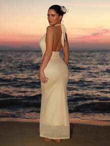 Sirith Đầm nữ thời trang in hoa, kiểu dáng gợi cảm, cổ yếm buộc dây, đuôi cá. - Nhiều màu - Xem 2