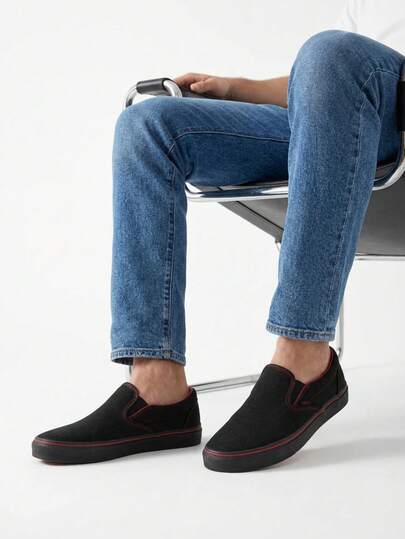 tenis hombre mujer casuales de lona planos unisex baratos moda 22mx 29mx confort al caminar básicos con agujetas zapatillas urbano deportivo negro con rojo en hijos y detalle en linea