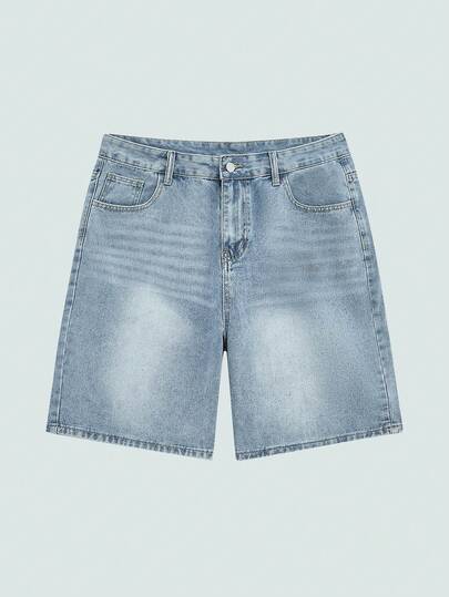 Modcrash Men's Loose Casual Bermuda Denim Shorts With Pockets, Versatile Summer Jeans Shorts , Retro American, Unisex, Relaxed Fit Summer Outfits – Suitable For Everyday Wear And Summer Holiday Outfits.