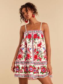 Travachic Tropical Print Spaghetti Strap Vacation Dress,Summer Dresses For Women - Multicolor - View 6
