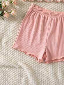 Bộ đồ ngủ 2 mảnh màu hồng dễ thương cho bé gái, gồm áo hai dây trắng thêu nơ và bộ đồ ngủ thoải mái thường ngày màu hồng. - Hồng - Xem 9