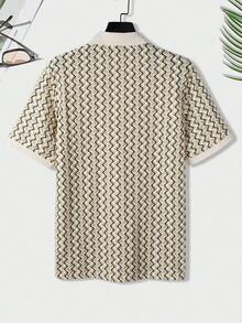 Manfinity Homme Áo polo nam tay ngắn, chất liệu có họa tiết, thích hợp cho các buổi đi chơi, tụ họp và kỳ nghỉ. - Màu Khaki - Xem 6