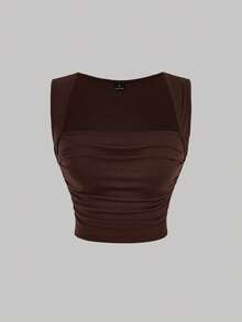 MOD Set de 4 camisetas de tirantes con cuello de pico y pliegues en colores variados - Multicolor 4 - Ver 8
