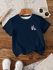 TOM & JERRY X SHEIN Cartoon-Muster Rundhals Kurzarm Casual T-Shirt für Kleine Jungen - Weiss - Übersicht 2