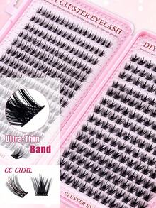1 Set D Curl Individual Lash Clusters High Volume Natural Fluffy Soft Lightweight Reusable DIY Eyelash Extension Kit For Beginners Travel Wedding Party Holiday Makeup - Multicolor - View 2