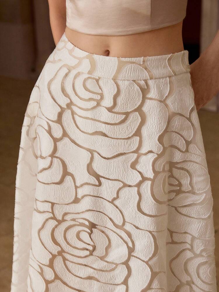 WOMEN'S FASHIONABLE FLORAL PATTERN FLARE SKIRT, VERSATILE HIGH-END SUMMER
