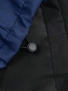 Manfinity Roghcode Chaqueta casual de hombre con estampado de letras y cremallera de contraste de color - Azul Marino - Ver 4