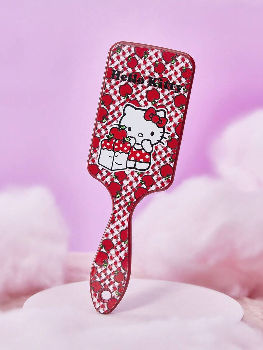 HELLO KITTY AND FRIENDS | SHEIN 2026新款萌萌女孩可爱印花按摩气垫梳1把,适合女性卡通人物萌萌KT猫咪图案顺滑秀发气囊梳,手持式中号干湿两用梳发工具,美发沙龙美容工具,送给孩子、朋友和家人的完美礼物 - 紅色 - 查看 1