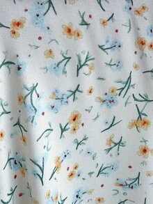 Vibekara 两件套：可爱罗纹短款外套搭配碎花迷你连衣裙 - 淺藍色 - 查看 7