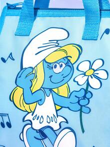 SHEIN X The Smurfs 1个印花图案保温午餐包，可保温或保冷，野餐包，大容量，可装午餐盒和饮料，适合野餐、露营、旅行、家庭使用，适合家庭、学生，清新，蓝精灵图案 - 淺藍色 - 查看 5