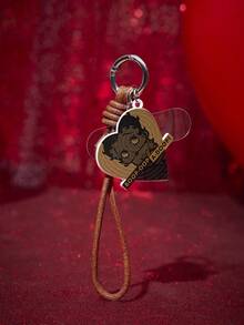 Betty Boop x SHEIN 1 pieza Llavero colgante de cuerda de vaca sólida con diseño retro de Betty Boop Love Round, llavero tejido a mano para teléfono móvil - Multicolor - Ver 1