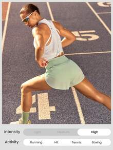 GLOWMODE 4'' VitalSwift Quick-Dry Multi-Pocket High-Rise Waist Adjustable Drawstring Waist Running Shorts With Built-In Anti-Odor Underwear Workout Running - Mint Green - View 7