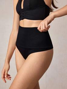 Veilyse Culotte gainante unicolore taille haute - Noir - Voir 4