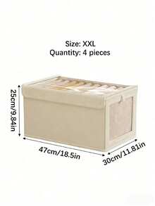 4Pcs Large Capacity Storage Basket: A Sturdy And Durable Fabric Storage Box Suitable For Organizing Clothes. It Is Equipped With A Transparent Observation Window And Features A Foldable Design For Easy Storage. Available In Beige And Gray, It Combines Clothing Organization, Storage, Folding Storage, And Storage With An Observation Window, Making It A Great Helper For Your Clothing Storage. - Multicolor - View 7