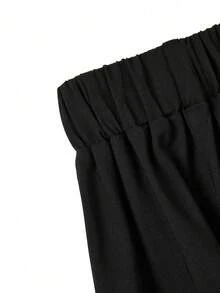 SHEIN Clasi CURVE 大码复古方扣A字裙 - 黑色 - 查看 6