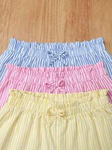 SHEIN Bộ 3 món thường ngày mùa hè cho thiếu nữ: Quần short gạc mềm dệt hai lớp xếp nếp với cạp chun, đa năng và thoáng mát, phù hợp cho Ngày của Mẹ, lễ tốt nghiệp, mặc hàng ngày, đi chơi, du lịch, kỳ nghỉ vào mùa xuân & mùa hè, phong cách cho con gái, mặc thường ngày, kiểu mới, về nhà, phong cách thư giãn, tựu trường - Nhiều màu - Xem 4