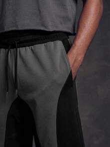 AXEPEAK Pantalones cortos deportivos de color contrastante con empalme curvo para exteriores - Negro - Ver 2