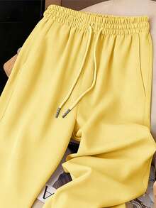 Resyla Quần nỉ nữ phong cách tối giản retro Mỹ Y2K - Màu vàng - Xem 3