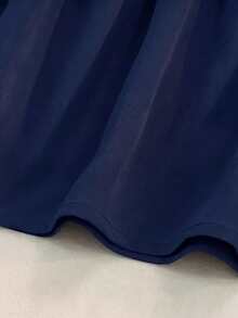 GlowEve CURVE Plus Size Women Casual Shirred Fitted A-Line Sleeveless Solid Color Tank Top - Navy Blue - View 6