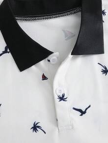 Vacaura Áo polo tay ngắn in hình dưa hấu và cây cọ dành cho thiếu niên - Nhiều màu - Xem 3