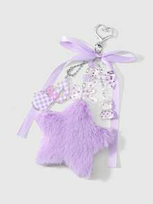 ROMWE Kawaii 1. Móc khóa hình gấu bằng nhựa acrylic, hạt tròn, họa tiết chấm bi, nơ, hình gấu, hạt kim tuyến lấp lánh, biểu tượng âm thanh, hình ngôi sao ba chiều hai mặt, thích hợp làm quà tặng ngày lễ. Thích hợp cho các bạn nữ và phụ nữ mặc hàng ngày. - Màu tím - 57 - Xem 4