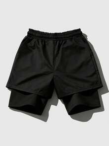 ROMWE MEN Street Life Men's Letter & Figure Print Drawstring Waist 2 In 1 Shorts - Multicolor - View 2