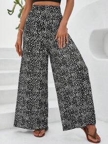 Breezaya 全印花直筒宽松休闲百搭常规裤 - 黑色 - 查看 5