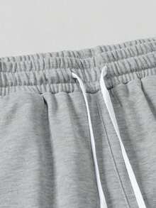 Manfinity Campus Court Men's Summer Casual Drawstring Waist Shorts - Grey - View 6