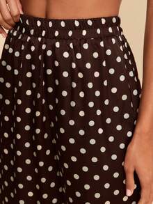 Travachic Women's Polka Dot Print Loose Wide Leg Pants, Suitable For Beach And Holiday - Brown - View 7
