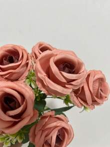 Bó hoa cưới cô dâu 7 vòng hoa hồng, viền uốn lượn, trang trí bàn tiệc, quà tặng ngày Valentine. - màu nâu - Xem 2