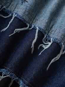 Manfinity Joysei Unisex American Style Distressed Hem Denim Shorts Men Denim Patch Shorts - Multicolor - View 5