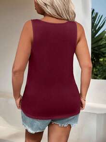 EMERY ROSE Camiseta sin mangas de cuello redondo con estampado floral para mujer talla grande - Burdeos - Ver 2