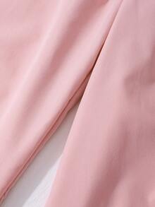 1 Set Elegant Sweet Ruffled Collar Flare Sleeve Double-Breasted Vest + Wide Leg Pants Suit, Commuting Elegant Two Pieces Outfit, Suitable For Birthday Party, Gathering, Daily Wear, Spring/Summer - Pink - View 6