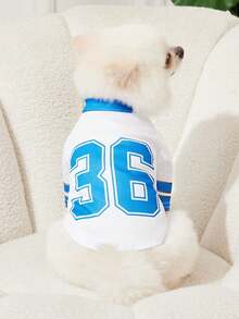 PETSIN 1 pièce t-shirt décontracté et sportif pour chien blanc avec l'impression du numéro 36, respirant et extensible, rafraîchissant et confortable, convient aux chats et aux chiens, style populaire UE/US, printemps/été - Multicolore - Voir 6