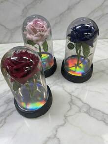 1PC Eternal Rose Flower With Light Soap Flower Bouquet, Roommate, Desk Decor, Gift - Multicolor - View 4