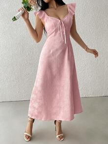 Modelyn Women's Jacquard Lace-Up Fashion Sexy Date Golf Party Summer Dress Pastal - Pink - View 4