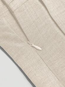 Nuevos pantalones de pierna ancha con diseño de botón y cremallera lateral de cintura alta para mujer, elegantes y casuales para uso diario, primavera/otoño - Albaricoque - Ver 8