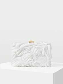 MOTF PREMIUM BOLSO DE NOCHE CON CIERRE DE BESO FRUNCIDO - Blanco - Ver 3