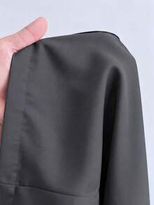 SHEIN Elenzya Bộ vest nữ cỡ lớn không tay, cổ áo, thắt eo, thanh lịch, lãng mạn. - Màu xám đen - Xem 7