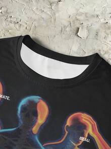 STEELVANCE Men's Abstract Figure Print Crew Neck Casual Tank Top - Multicolor - View 4