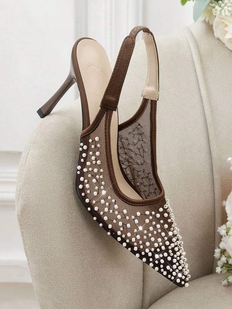 CUCCOO HITCHD Women's Fashionable & Elegant Commuting Rhinestone Bow Decor Pointed Toe Pumps