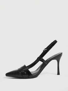 CUCCOO SZL Women's Pointed Toe Buckle Design Fashionable High Heels, Versatile For Daily Wear - Black - View 4
