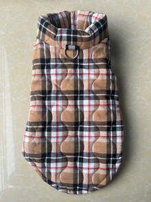 1件格子印花宠物外套，宠物爱好者的理想之选 - 卡其色 - 查看 18