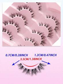 5Pairs ENCHUW Faux Mink Eyelashes Transparent Band Fluffy Natural Lightweight Short Invisible 3D False Eyelashes Set For Women Daily Party Wear - Black - View 2