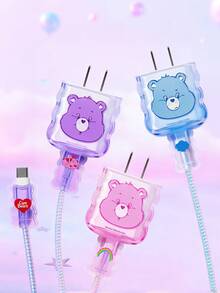 SHEIN X Care Bears Gradient Blue Charging Head Protective Case (Without Data Cable), Suitable For IPhone Charger - Multicolor - View 6