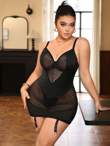Seduluxe 2pcs Plus Size Lingerie Set With Underwire - Black - View 5