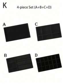 天鹅绒珠宝托盘，大容量珠宝收纳盒，带独立隔层，可堆叠珠宝展示架，可放置耳环、项链、手镯、戒指、发夹、发带等。 - 黑色 - 查看 29